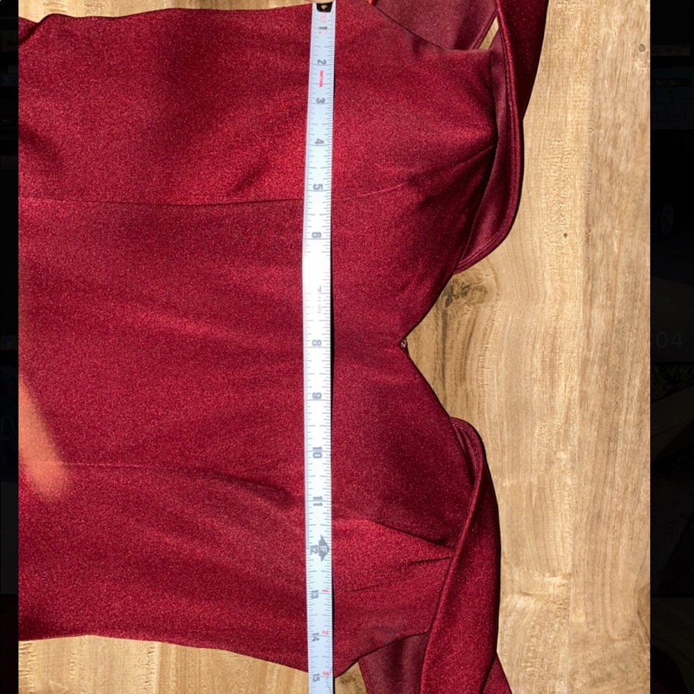 Burgundy Mermaid Off-The-Shoulder Dress - Picture 7 of 8